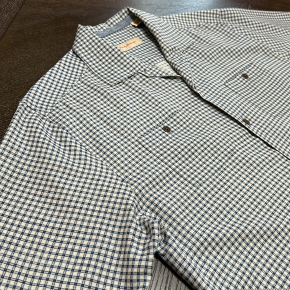 Tommy Bahama Blue Checkered Short Sleeve 100% Silk Men’s Button Up Shirt, Medium - Picture 2 of 12